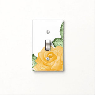 Yellow Rose Watercolor Country Chic Rustic Cheery Light Switch Cover