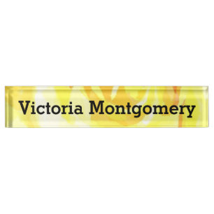 Yellow Rose Watercolor Desk Name Plate