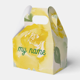 Yellow Rose Watercolor Floral Wedding Favor Box