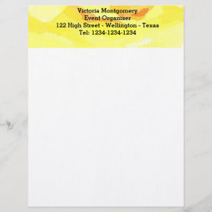 Yellow Rose Watercolor Letterhead