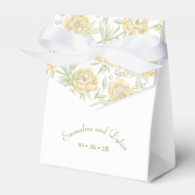 Yellow Rose Wedding Favor Boxes (Front Side)