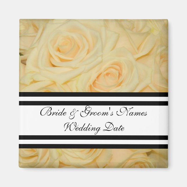 Yellow Rose Wedding Favor Magnet Template (Front)