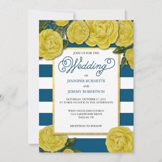 Yellow Rose Wedding Invite (Front)