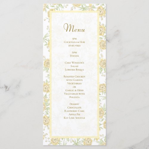 Yellow Rose Wedding Menus