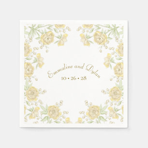Yellow Rose Wedding Napkins