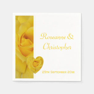 Yellow Rose Wedding Paper Napkins