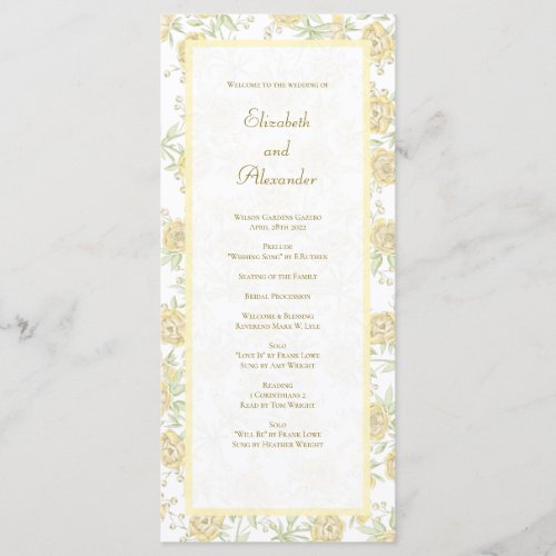 Yellow Rose Wedding Programs