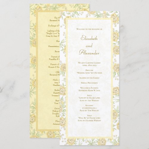Yellow Rose Wedding Programs