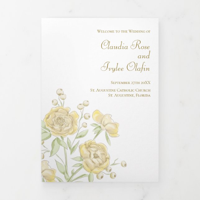 Yellow Rose Wedding Programs (Cover)