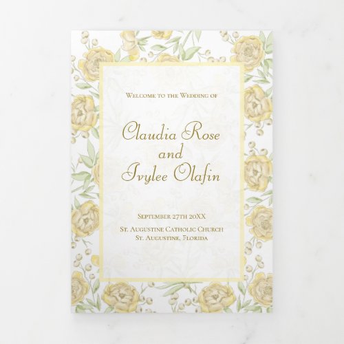 Yellow Rose Wedding Programs