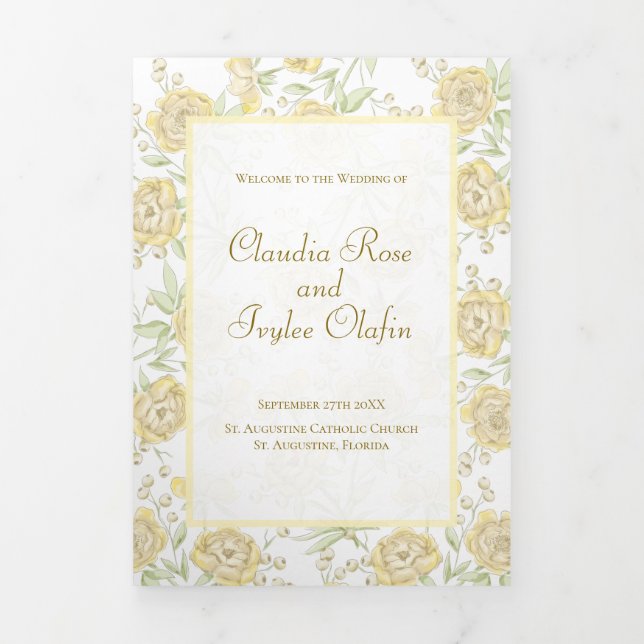 Yellow Rose Wedding Programs (Cover)