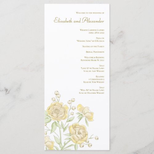 Yellow Rose Wedding Programs