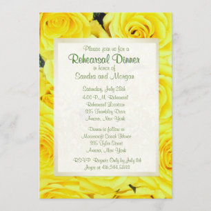 Yellow Rose Wedding Rehearsal Dinner Invitation