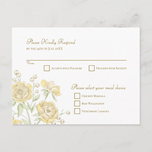 Yellow Rose Wedding RSVP Reply