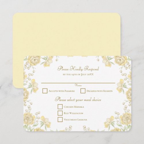 Yellow Rose Wedding RSVP Reply