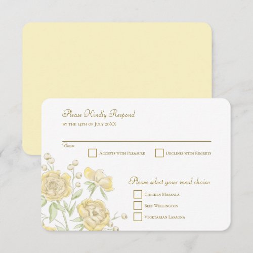 Yellow Rose Wedding RSVP Reply
