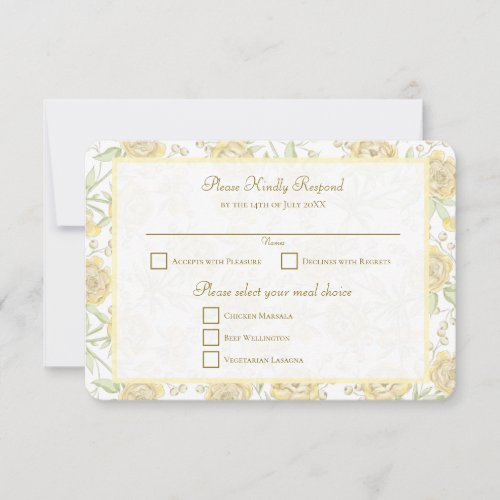 Yellow Rose Wedding RSVP Reply