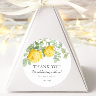 Yellow Rose   Wedding Thank you Classic Round Sticker