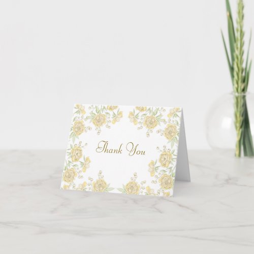 Yellow Rose Wedding Thank You Note Card
