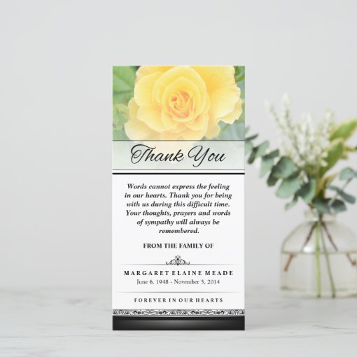 Yellow Rose Words Cannot Express Sympathy Card | Zazzle