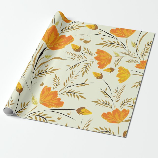 Yellow rose wrapping paper (Unrolled)