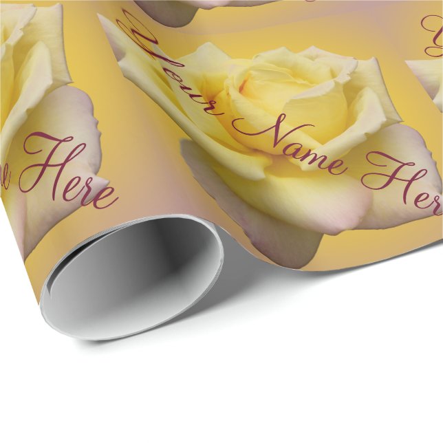 Yellow Rose Wrapping Paper Customizable Rose Paper (Roll Corner)