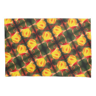 Yellow Rosebud Abstract Flower Art Painting Pillow Case