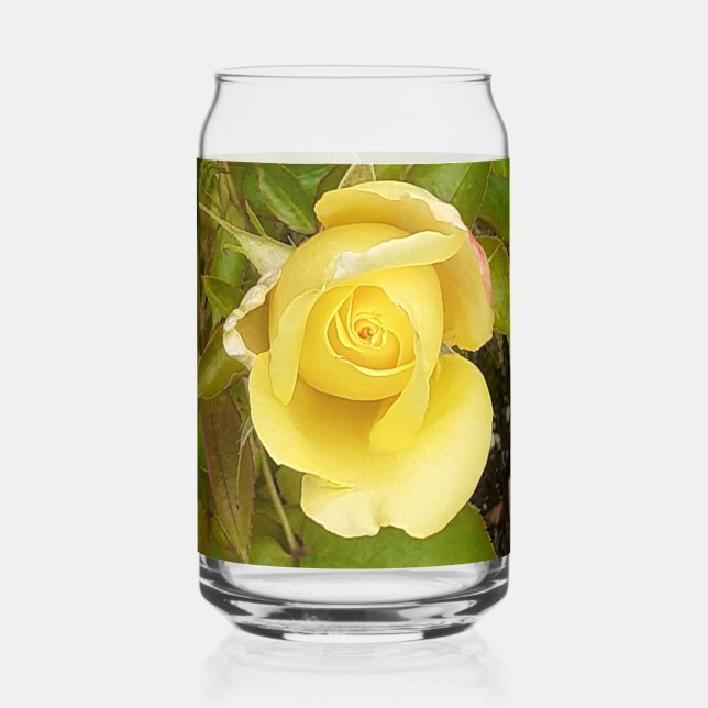Yellow Rosebud  Can Glass (Front)