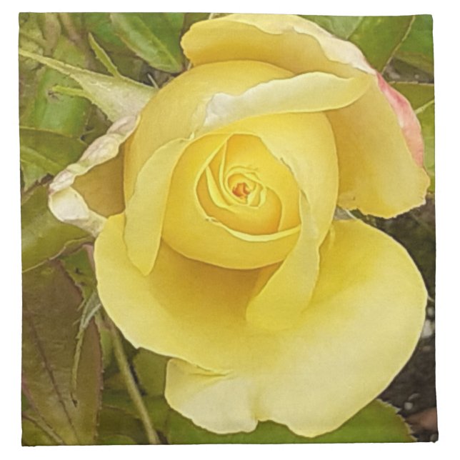 Yellow Rosebud Cloth Napkin (Front)