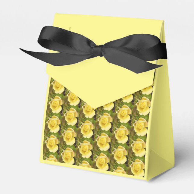 Yellow Rosebud Favor Boxes (Front Side)