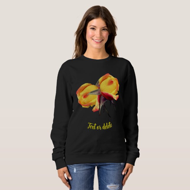 Yellow Rosebud Flower Pair Personalized Sweatshirt (Front Full)