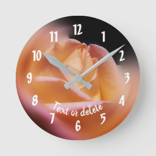 Yellow Rosebud Flower Personalized Round Clock