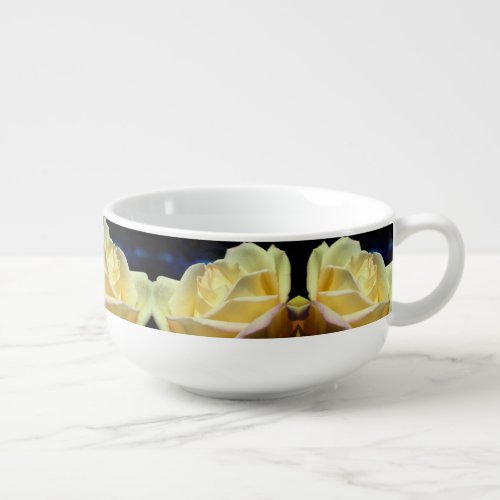 Yellow Rosebud Flower Soup Mug