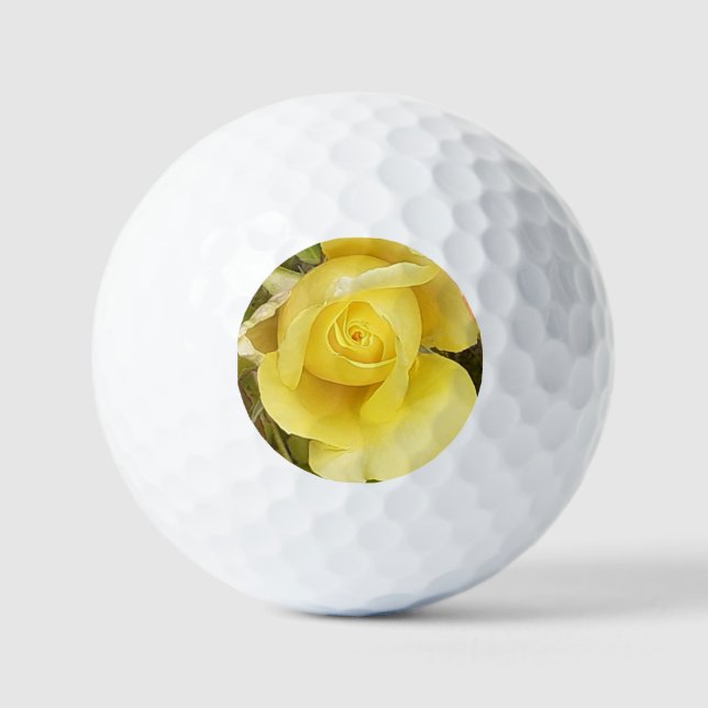 Yellow Rosebud  Golf Balls (Front)