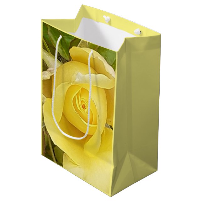 Yellow Rosebud Medium Gift Bag (Front Angled)