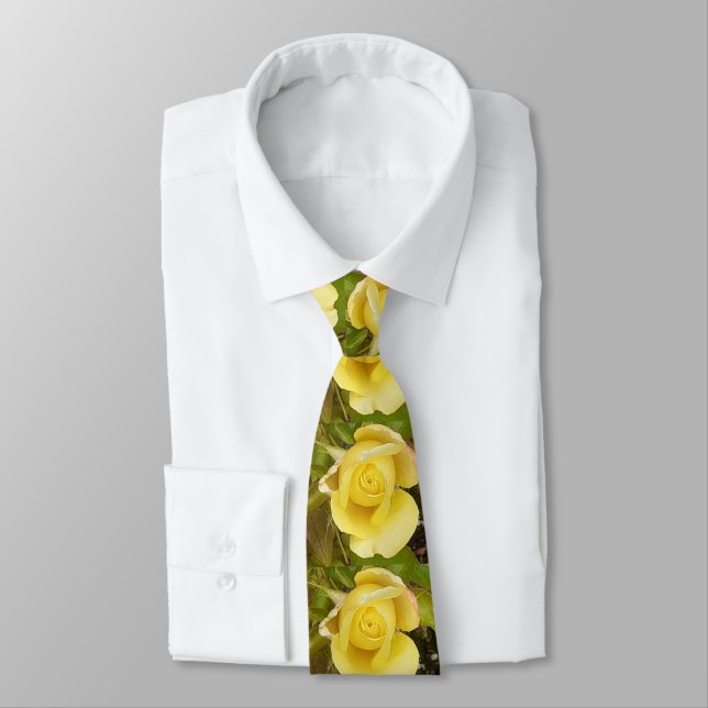 Yellow Rosebud Neck Tie (Tied)