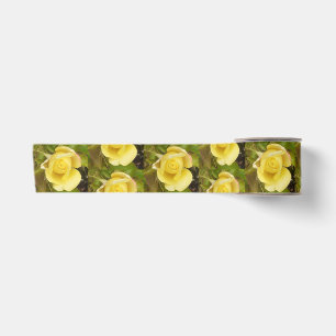 Yellow Rosebud Satin Ribbon