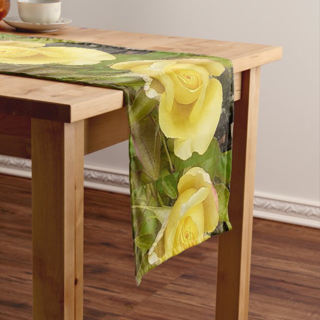 Yellow Rosebud  Short Table Runner (In Situ)