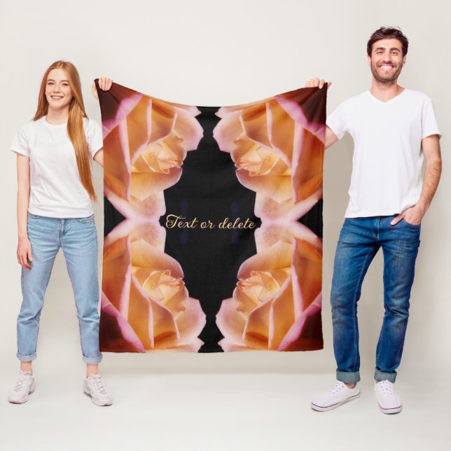 Yellow Rosebud Tinted Abstract Personalized Fleece Blanket (In Situ)