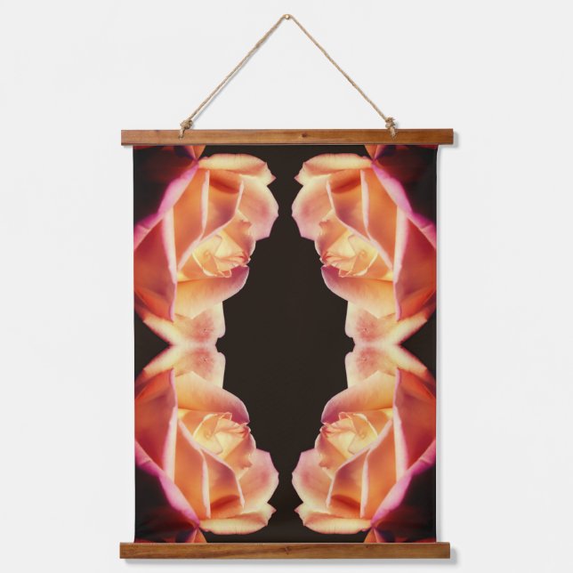 Yellow Rosebud Tinted Flower Abstract Hanging Tapestry (Front)