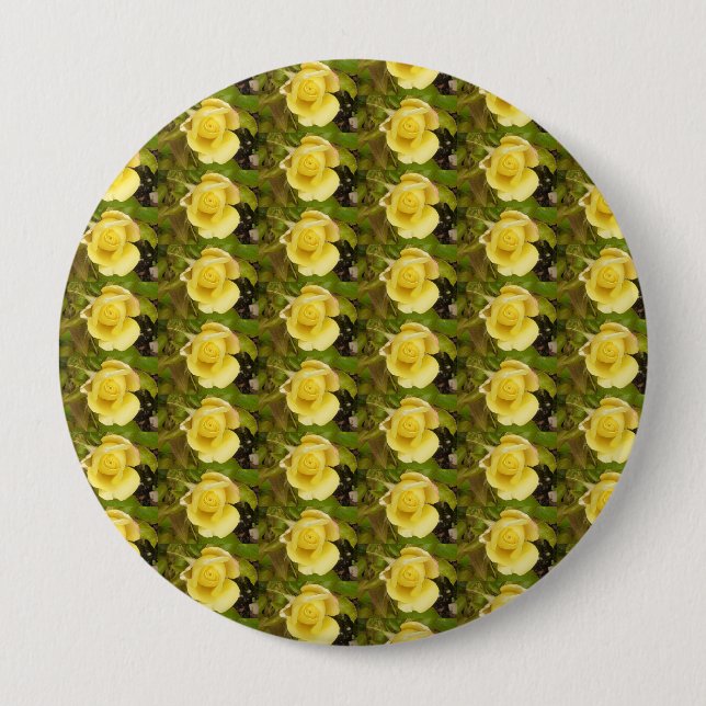 Yellow Rosebuds Badge Button (Front)