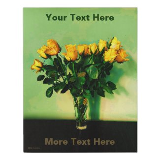 Yellow Roses Against A Green Wall