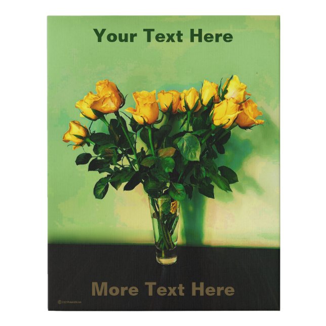 Yellow Roses Against A Green Wall Faux Canvas Print (Front)