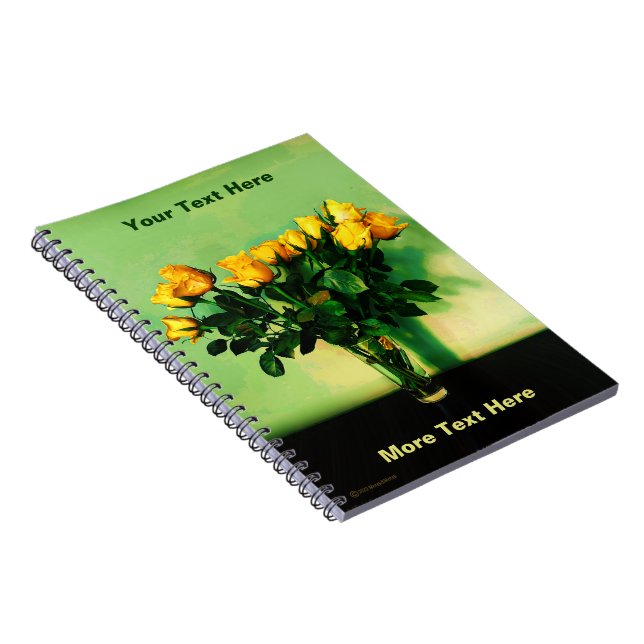 Yellow Roses Against a Green Wall Notebook (Right Side)