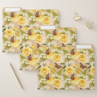 Yellow Roses And Butterflies 