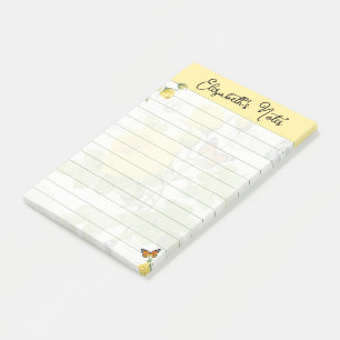 Yellow roses and butterflies personalized post-it notes