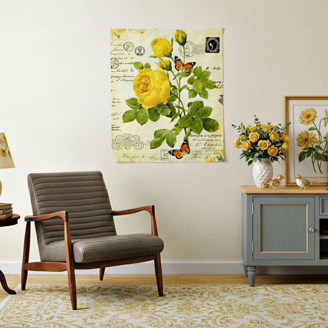Yellow roses and butterfly tapestry (Creator Uploaded)