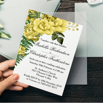 Yellow Roses and Ferns Wedding
