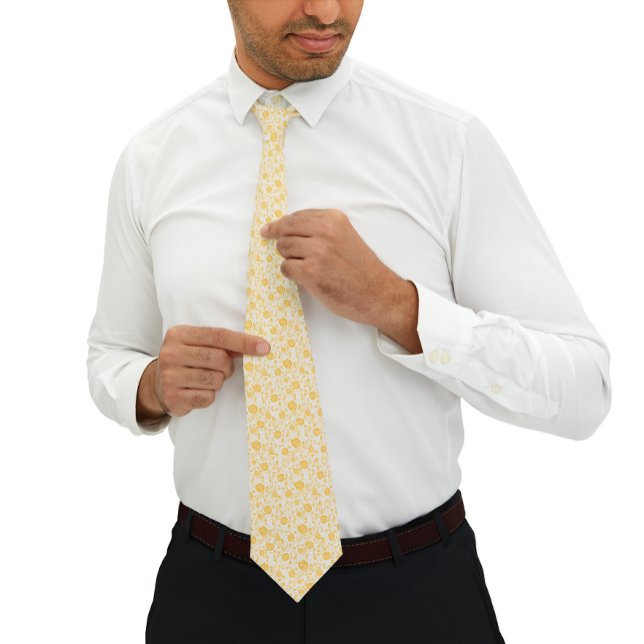 Yellow Roses and leaves pattern Neck Tie (Creator Uploaded)