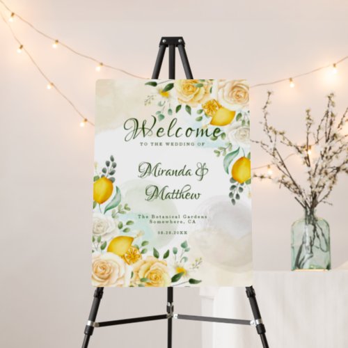 Yellow Roses and Lemons Wedding Welcome Sign